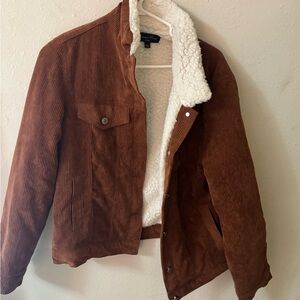 Men's Brown Corduroy Sherpa-Lined Jacket